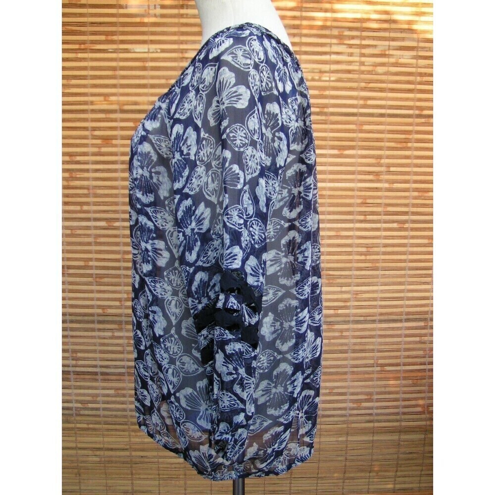 LUCKY BRAND 100% Rayon Floral Print Elastic Hem Peasant Blouse SM EXCELLENT!! - Picture 5 of 7